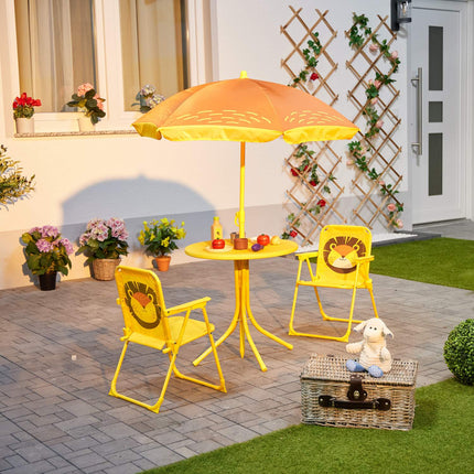 4-teiliges Campingmöbel-Set für Kinder mit Sonnenschirm
