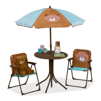Ensemble de mobilier d'extérieur pour enfants 4 pièces avec parasol