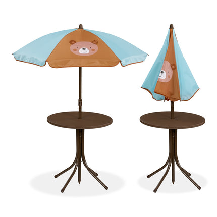 Ensemble de mobilier d'extérieur pour enfants 4 pièces avec parasol