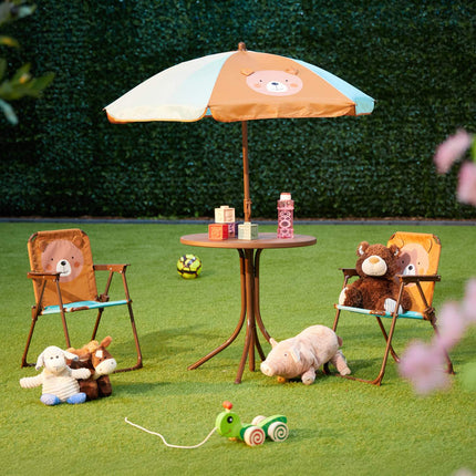 Ensemble de mobilier d'extérieur pour enfants 4 pièces avec parasol