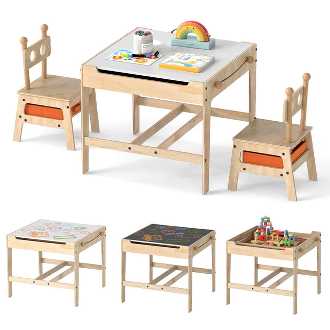 Ensemble table d'activités 4 en 1 pour enfants avec chaises robots