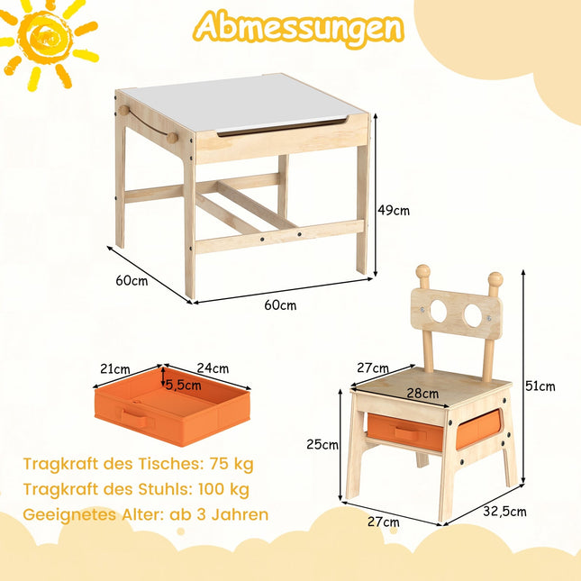 Ensemble table d'activités 4 en 1 pour enfants avec chaises robots