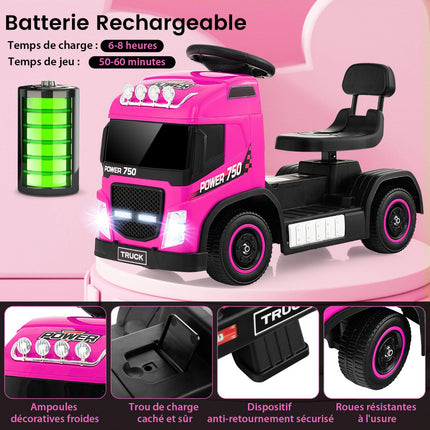 Kinder 6V Elektro-Rutschauto (Truck), verstellbarer Sitz, Pink