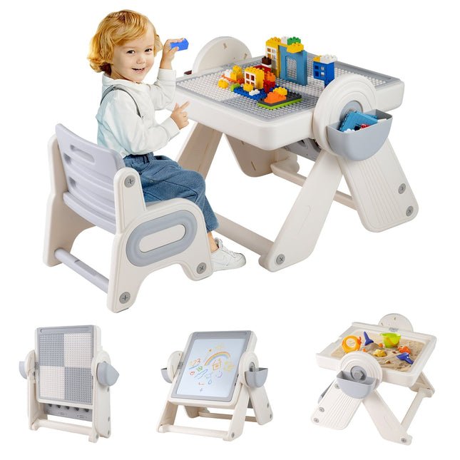 Table d'activités et chevalet 6 en 1 pour enfants avec rangement