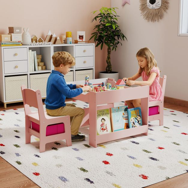 Ensemble table d'activités pour enfants, 2 chaises, tableau noir/tableau blanc réversible