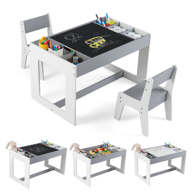Ensemble table et chaises pour enfants, plateau double face