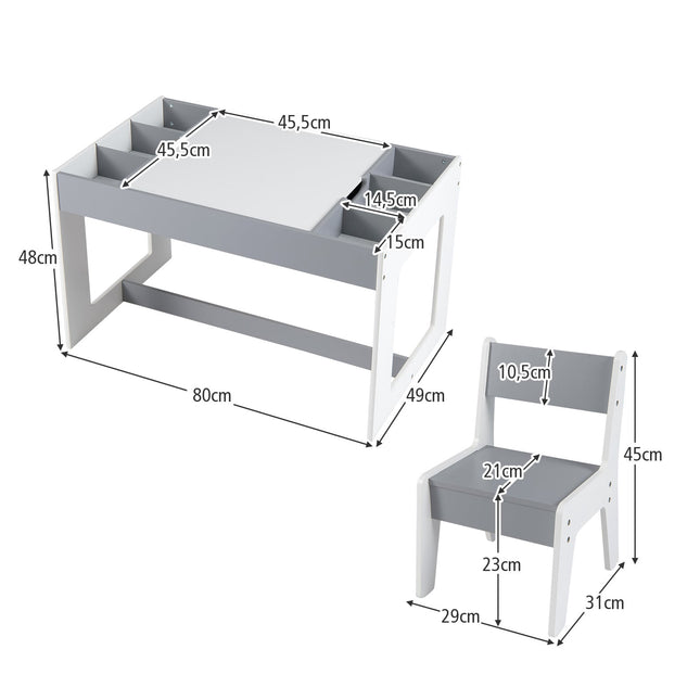 Ensemble table et chaises pour enfants, plateau double face