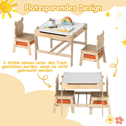Kinder-Aktivitätstisch-Set mit Panda-Stühlen, 4-in-1-Design