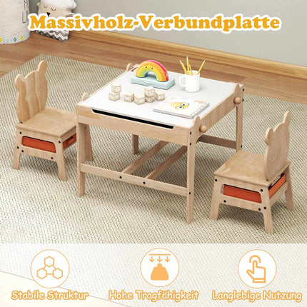 Kinder-Aktivitätstisch-Set mit Panda-Stühlen, 4-in-1-Design