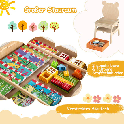 Kinder-Aktivitätstisch-Set mit Panda-Stühlen, 4-in-1-Design