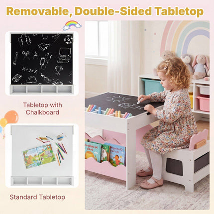 Kids Activity Table and 2 Chairs with Double-Sided Tabletop, Pink, Ages 3+