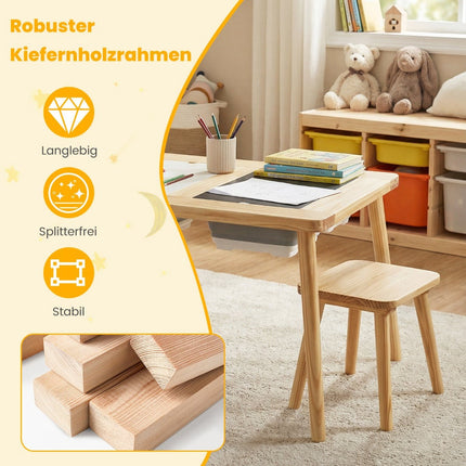 Table d'activités pour enfants avec 2 tabourets, planches double face