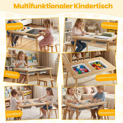 Table d'activités pour enfants avec 2 tabourets, planches double face