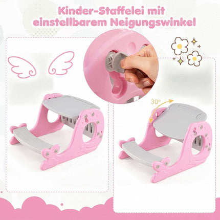 Kinderaktivitätstisch mit Bank und verstellbarer Staffelei – Rosa