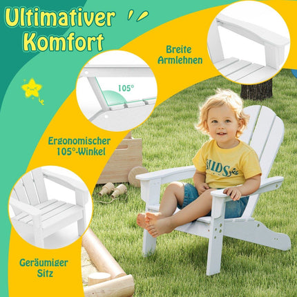 Chaise Adirondack pour enfant, PEHD, dossier ergonomique, blanche