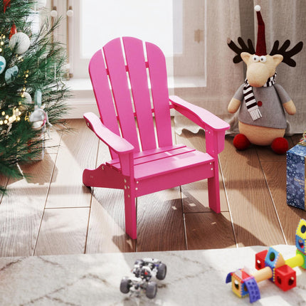 Chaise Adirondack pour enfant, dossier haut, HIPS résistante aux intempéries, rose