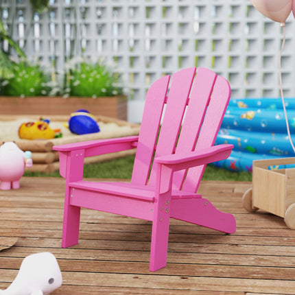 Chaise Adirondack pour enfant, dossier haut, HIPS résistante aux intempéries, rose