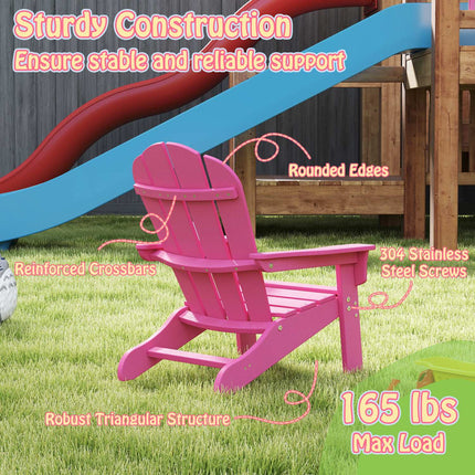 Chaise Adirondack pour enfant, dossier haut, HIPS résistante aux intempéries, rose