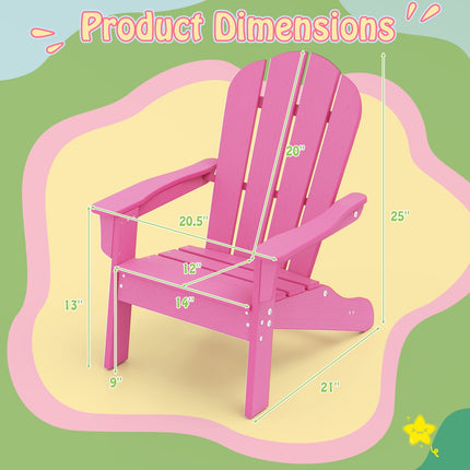 Chaise Adirondack pour enfant, dossier haut, HIPS résistante aux intempéries, rose