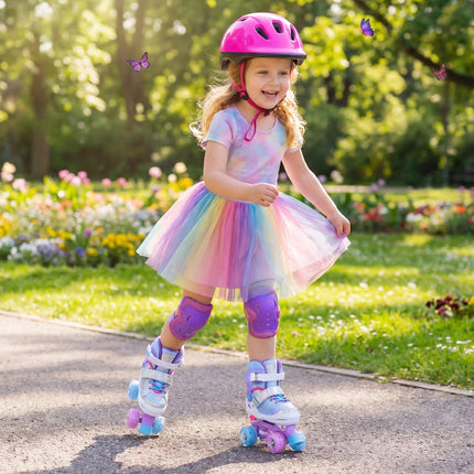 Patins à roulettes réglables pour enfants, roues lumineuses, 5-7 ans, bleus