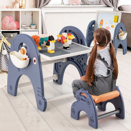 Ensemble chevalet d'art pour enfants, tableau blanc magnétique, tabouret, 66 blocs