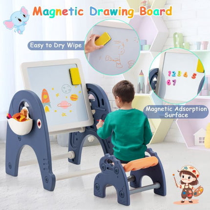 Ensemble chevalet d'art pour enfants, tableau blanc magnétique, tabouret, 66 blocs