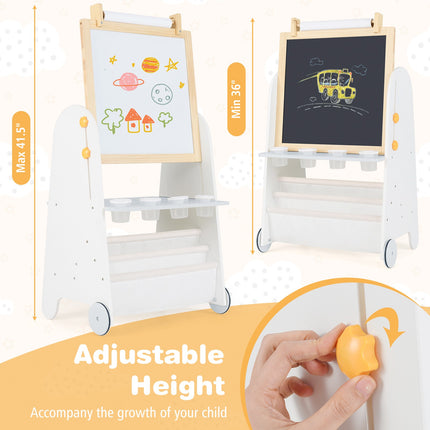 Staffelei für Kinder mit Hocker, verstellbar, magnetische Tafel