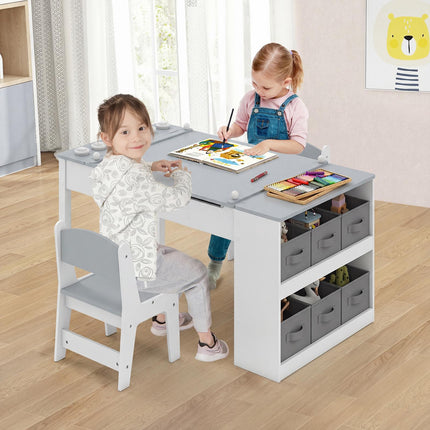 Kindermal- und Staffelei-Set, 2 Stühle, Stauraum