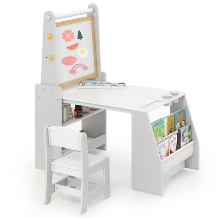 Ensemble table et chaise pour enfants avec chevalet - Gris