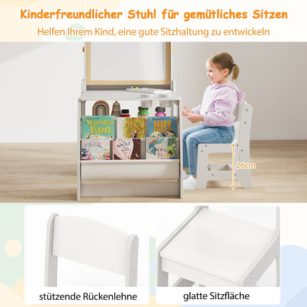 Ensemble table et chaise pour enfants avec chevalet - Gris