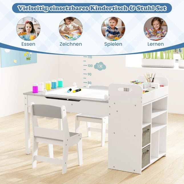 Ensemble table d'art pour enfants avec 2 chaises, chevalet réglable et rangement