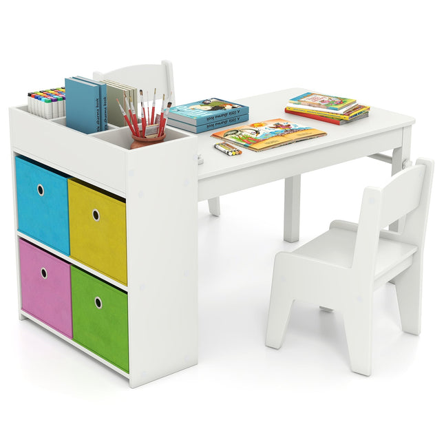 Ensemble table et chaises pour enfants avec porte-rouleau de papier, blanc