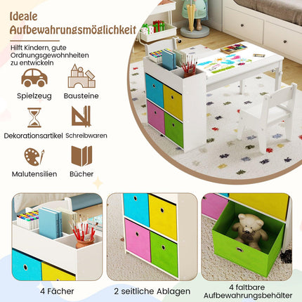 Ensemble table et chaises pour enfants avec porte-rouleau de papier, blanc