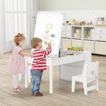 Kindermaltisch und 2 Stühle, verstellbare Staffelei, Papierrolle