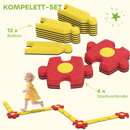 Kinder Balancierbalken-Set, anpassbar, Kunststoff, Gelb/Rot