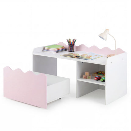 Étagère à livres et rangement pour jouets pour enfants avec tiroir amovible - Rose