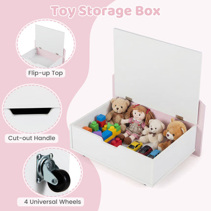 Étagère à livres et rangement pour jouets pour enfants avec tiroir amovible - Rose