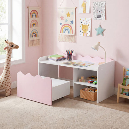 Étagère à livres et rangement pour jouets pour enfants avec tiroir amovible - Rose