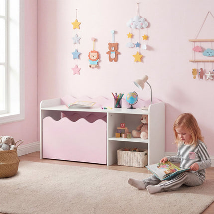 Étagère à livres et rangement pour jouets pour enfants avec tiroir amovible - Rose