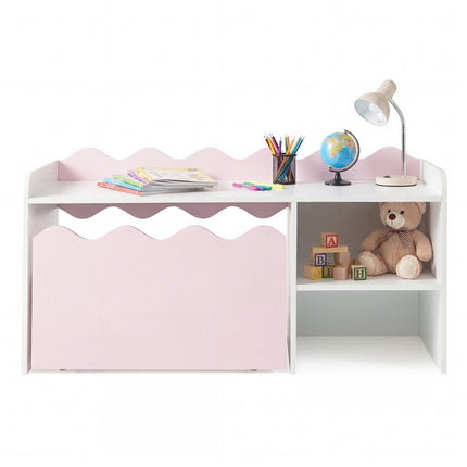 Étagère à livres et rangement pour jouets pour enfants avec tiroir amovible - Rose