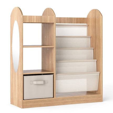Bibliothèque pour enfants avec miroir et rangement pour jouets