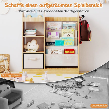 Bibliothèque pour enfants avec miroir et rangement pour jouets