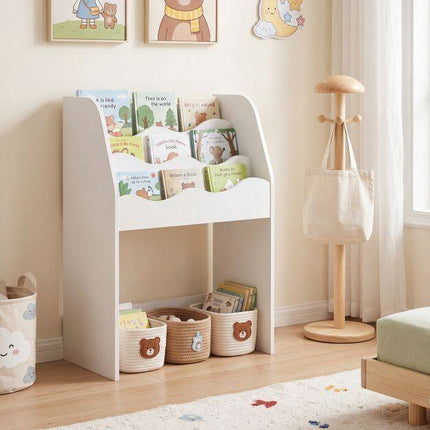 Bibliothèque pour enfants avec tiroir de rangement à roulettes – Blanche