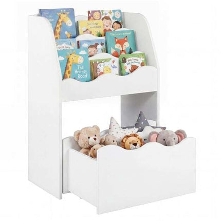 Bibliothèque pour enfants avec tiroir de rangement à roulettes – Blanche