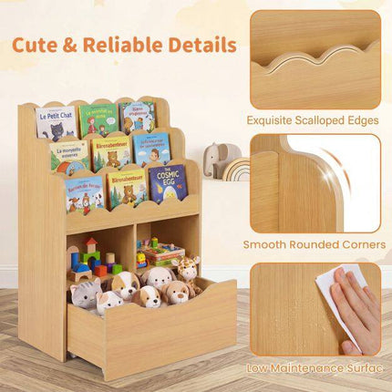 Kinderbücherregal mit Spielzeugaufbewahrung, 5-stöckiges Bücherregal aus Holz