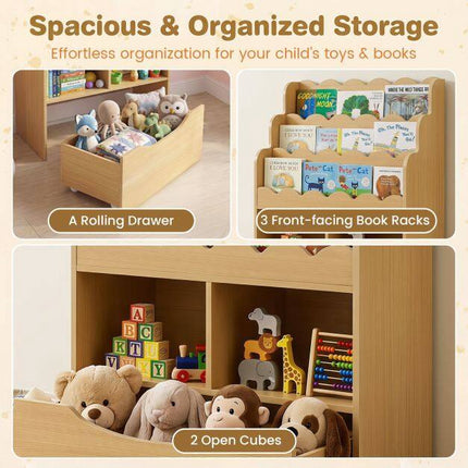 Kinderbücherregal mit Spielzeugaufbewahrung, 5-stöckiges Bücherregal aus Holz