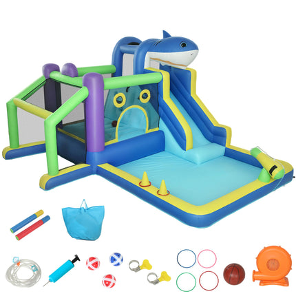 Château gonflable pour enfants avec toboggan et canons à eau, 8 en 1 amusant