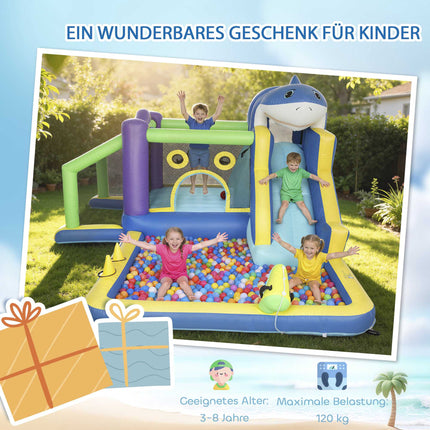 Château gonflable pour enfants avec toboggan et canons à eau, 8 en 1 amusant