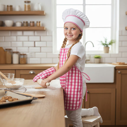 Kinder-Kochset – Schürze, Mütze, Handschuh, Nudelholz, 7-teilig