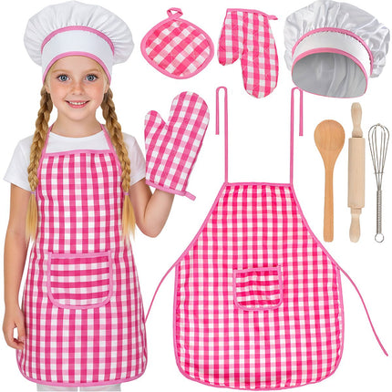 Kinder-Kochset – Schürze, Mütze, Handschuh, Nudelholz, 7-teilig